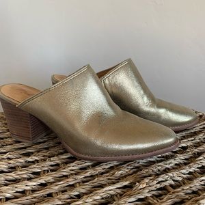 Gold madewell Harper mule heels.